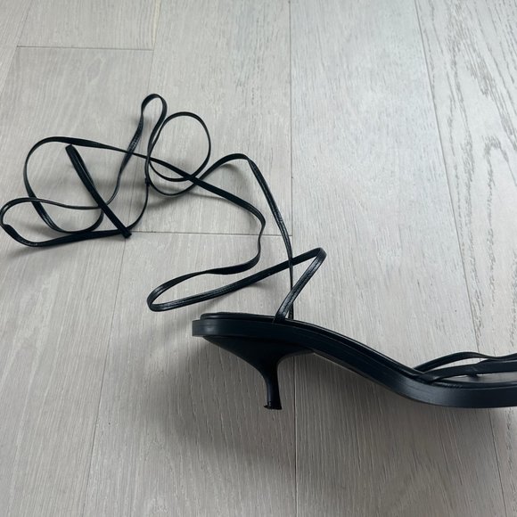 Zara Lace up Kitten Heel Sandals Black Size 41 / 10 - Picture 7 of 9